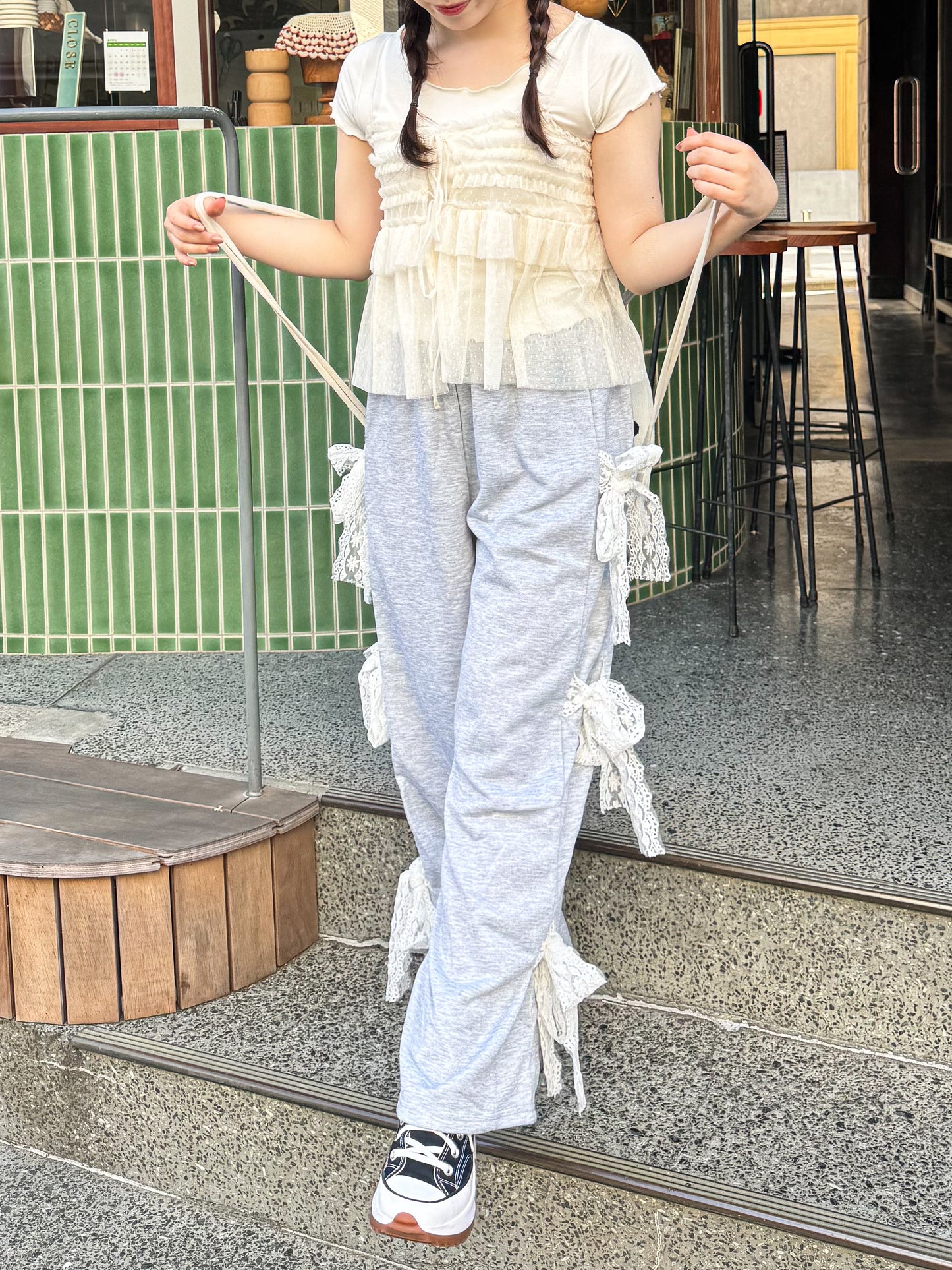 チュールキャミソール付きTシャツ