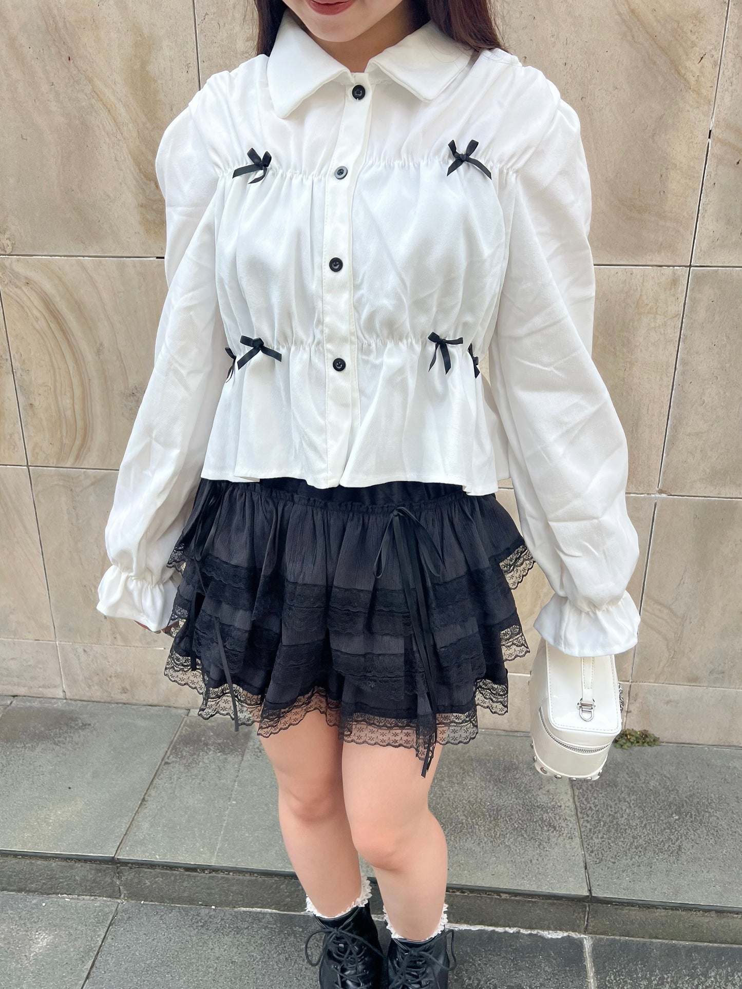 【Official限定価格】レース付き起毛ティアードスカート
