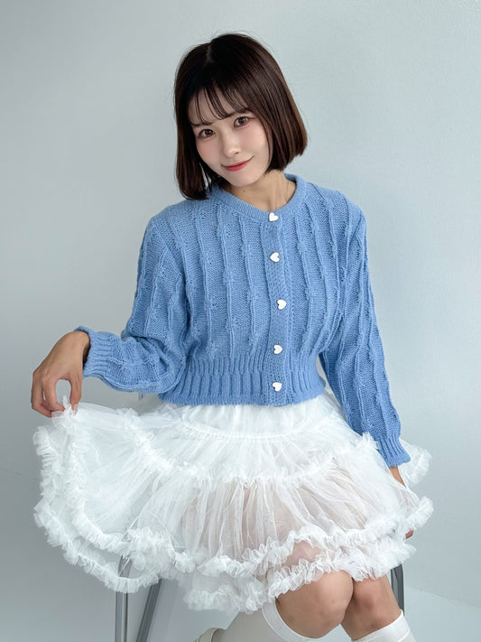 【Official限定価格】ハートボタンクロップドニットカーデ