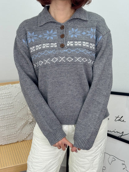 ノルディックオーバーサイズニットポロ