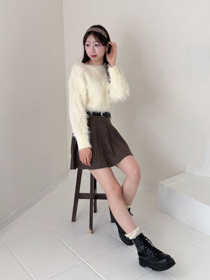 【Official限定価格】ベルト付きニットプリーツスカート