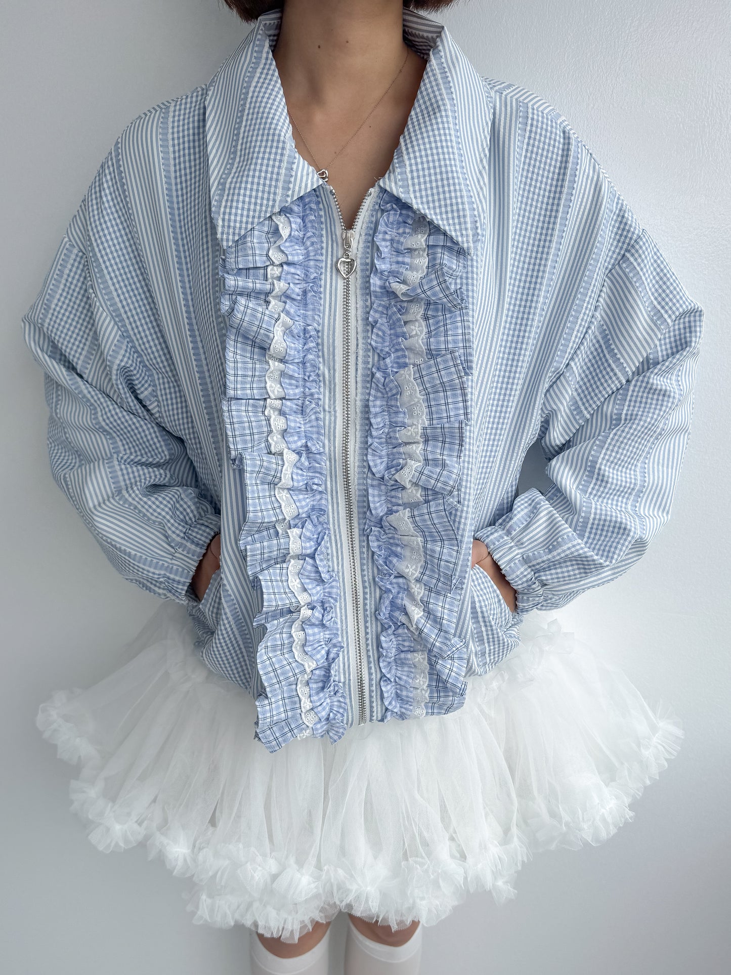 【Official限定価格】ギンガムチェックフリルブルゾン