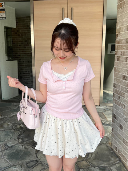 小花柄レイヤーTシャツ