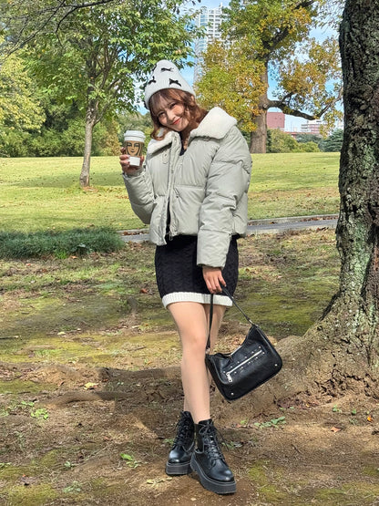 ボア襟付きパフブルゾン