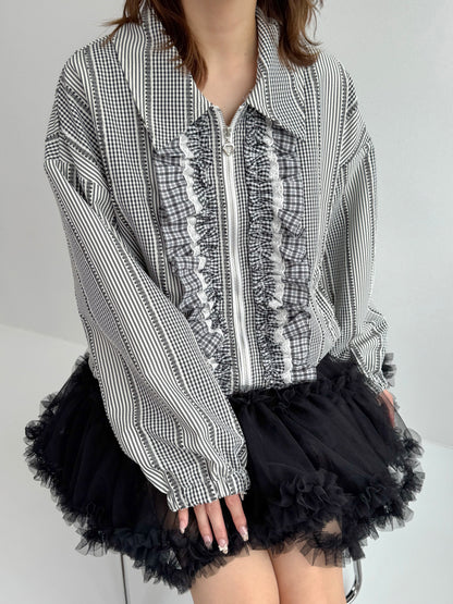 【Official限定価格】ギンガムチェックフリルブルゾン