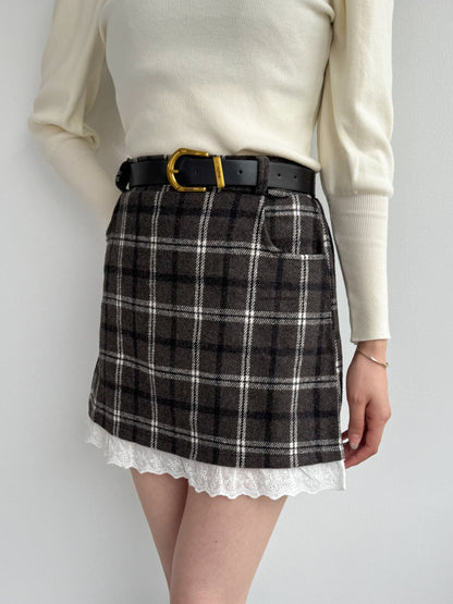 【Official限定価格】ベルト付きチェックスカート