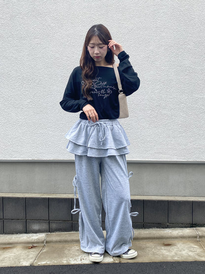 【Official限定価格】スカートレイヤー風スエットパンツ