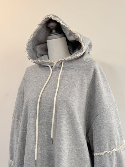 【Official限定価格】裏起毛フリルスエットパーカーワンピ