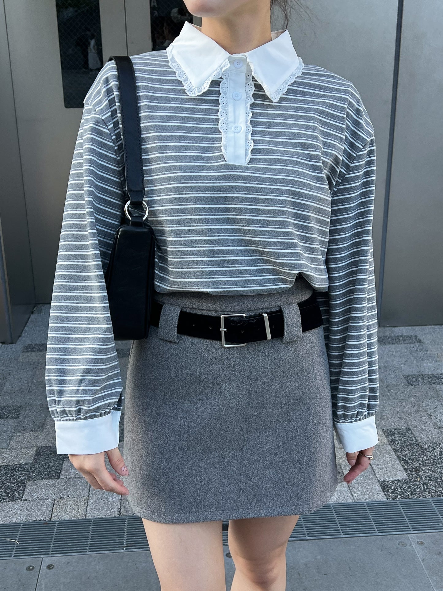 【Official限定価格】フリル襟ボーダーフリーストレーナー