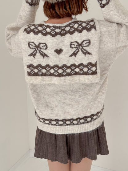 【Official限定価格】リボンショール付きニット