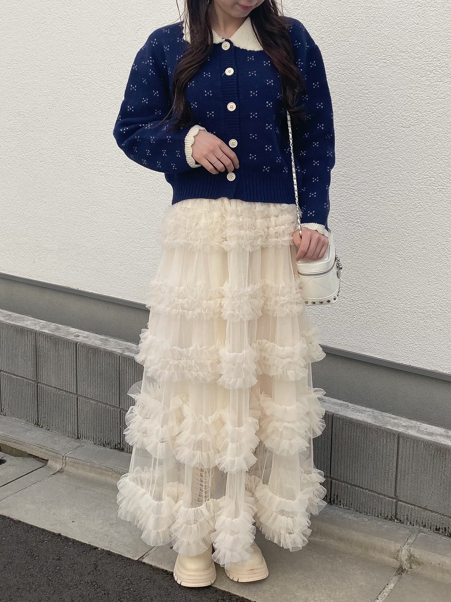 ミニハート柄襟付きニット