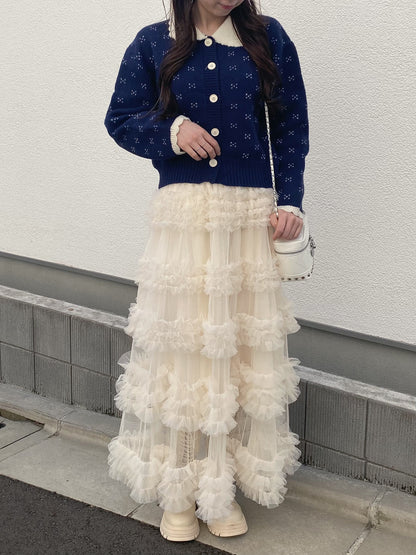 ミニハート柄襟付きニット