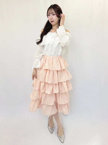 ギンガムチェックティアードスカート