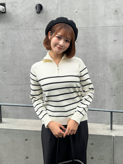 【Official限定価格】ハーフジップボーダーニット