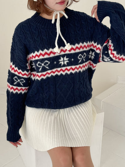 【Official限定価格】モチーフ柄ジャガードニット