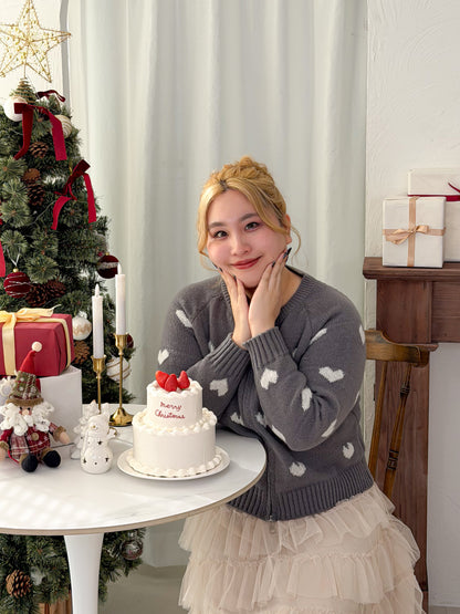 ジップ付きハートニット