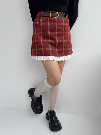 【Official限定価格】ベルト付きチェックスカート