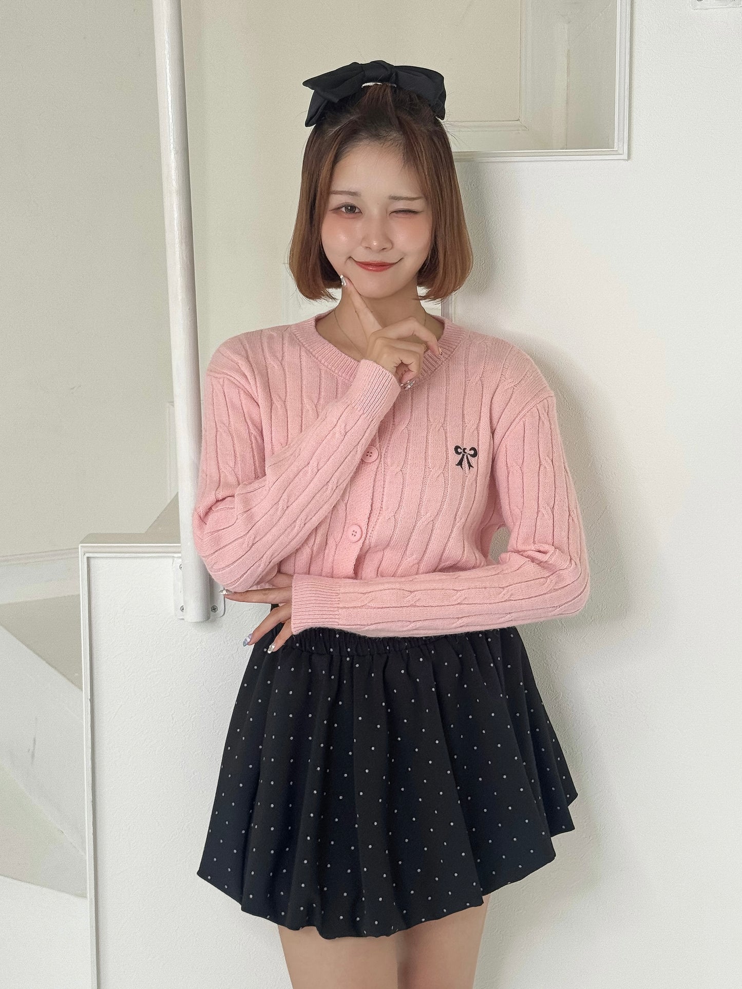 【Official限定価格】リボン刺繍ニットカーディガン