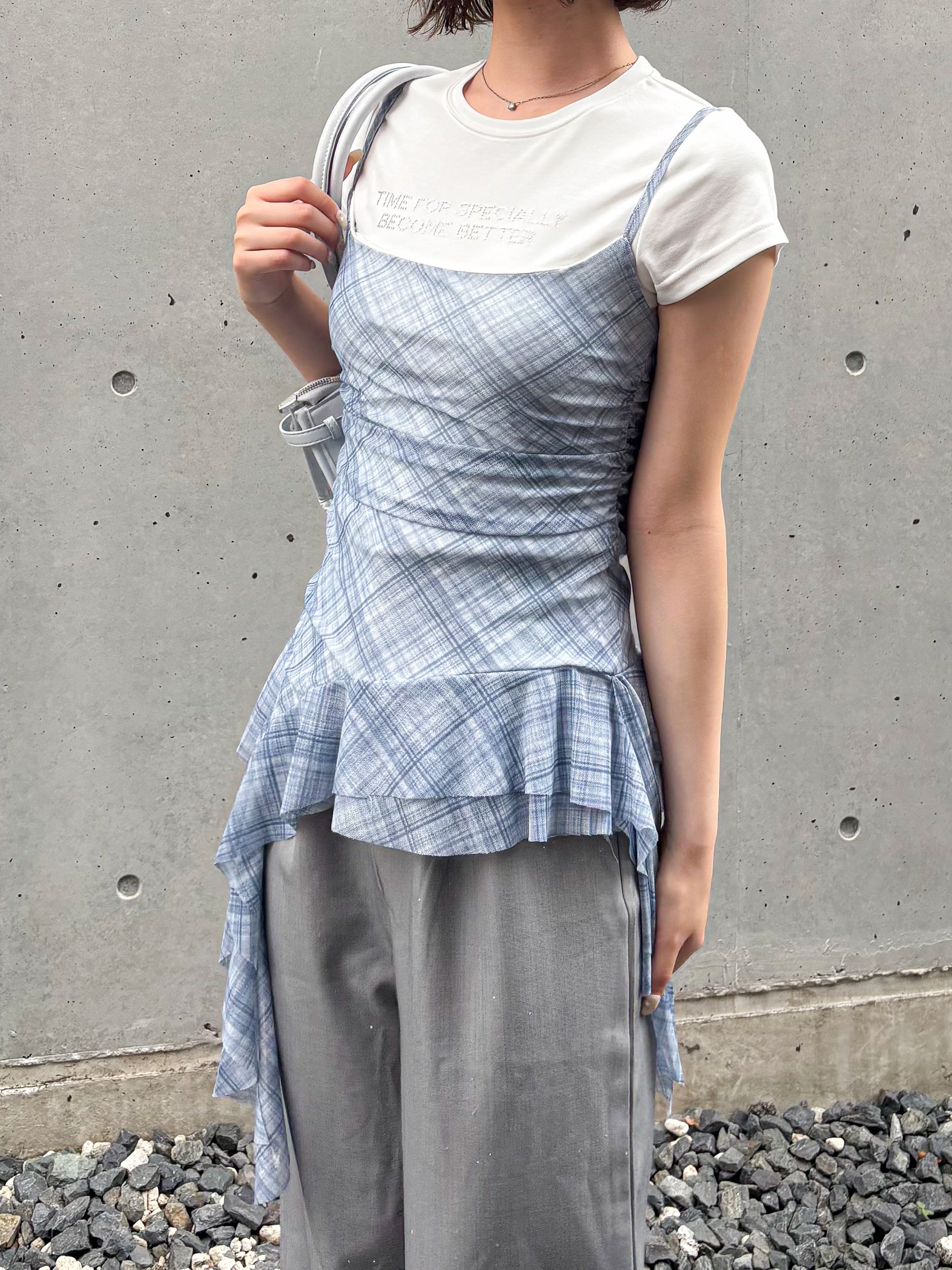 チェックアシンメトリーチュニック – frunco