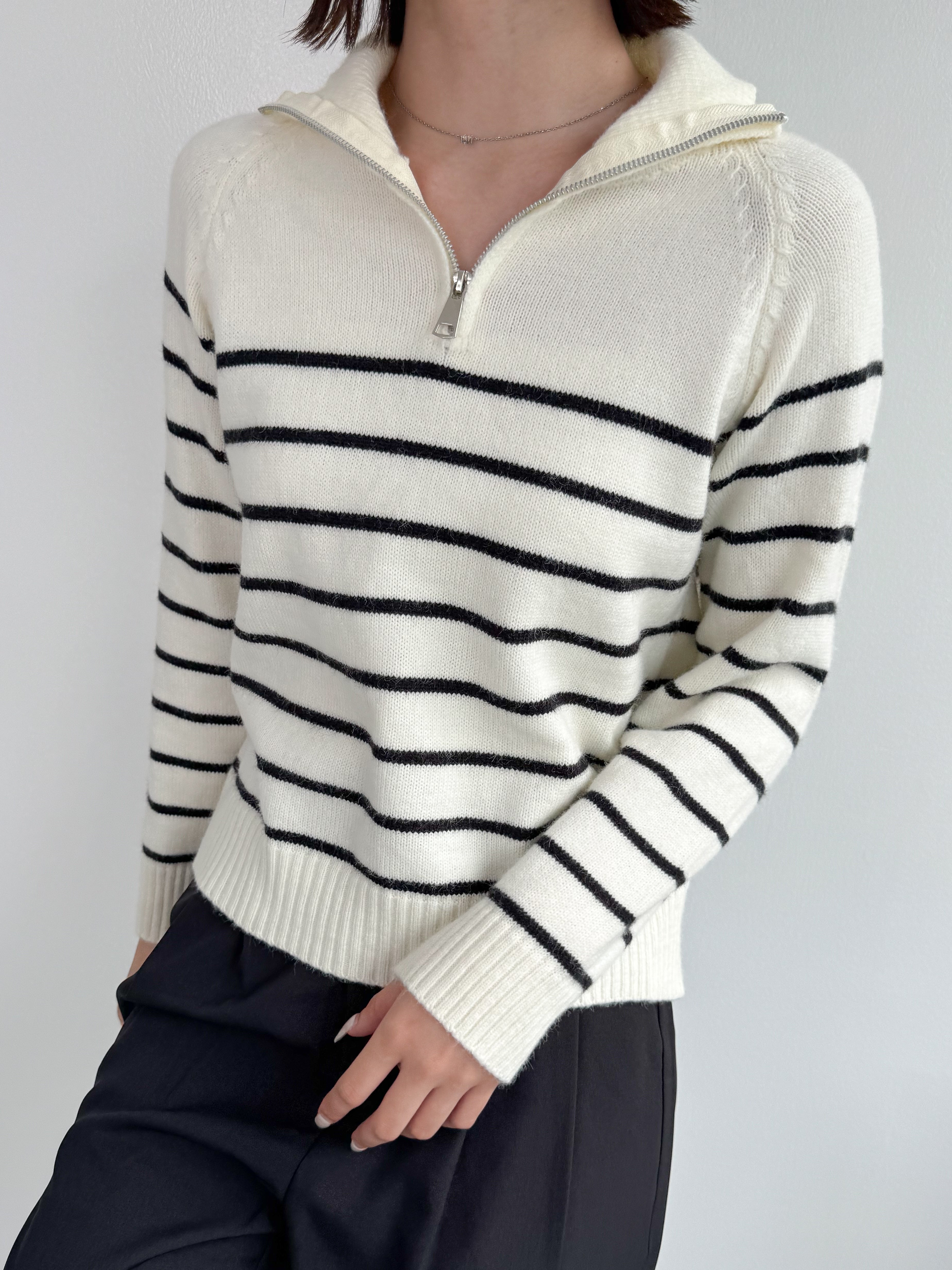 Official限定価格】ハーフジップボーダーニット – frunco