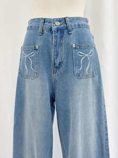 【Official限定価格】ポケットリボン刺繡入りデニムパンツ