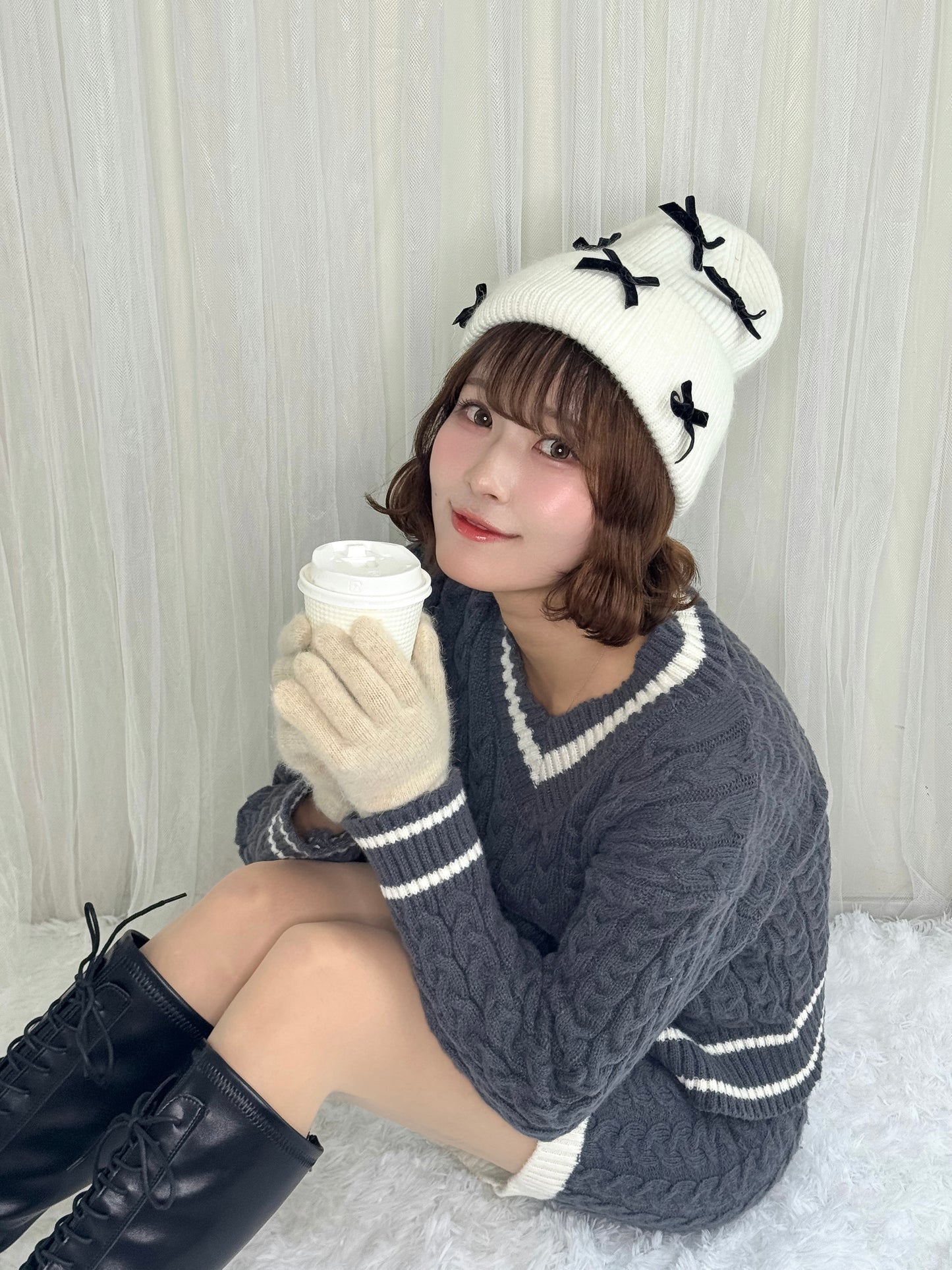 リボンニットキャップ