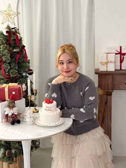 ジップ付きハートニット