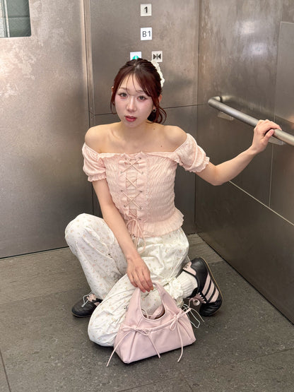 【Official限定価格】レースアップパフブラウス