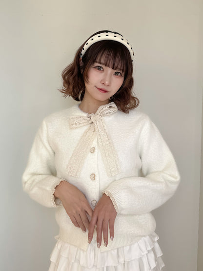 【Official限定価格】ボウタイハートボタンシャギーニット