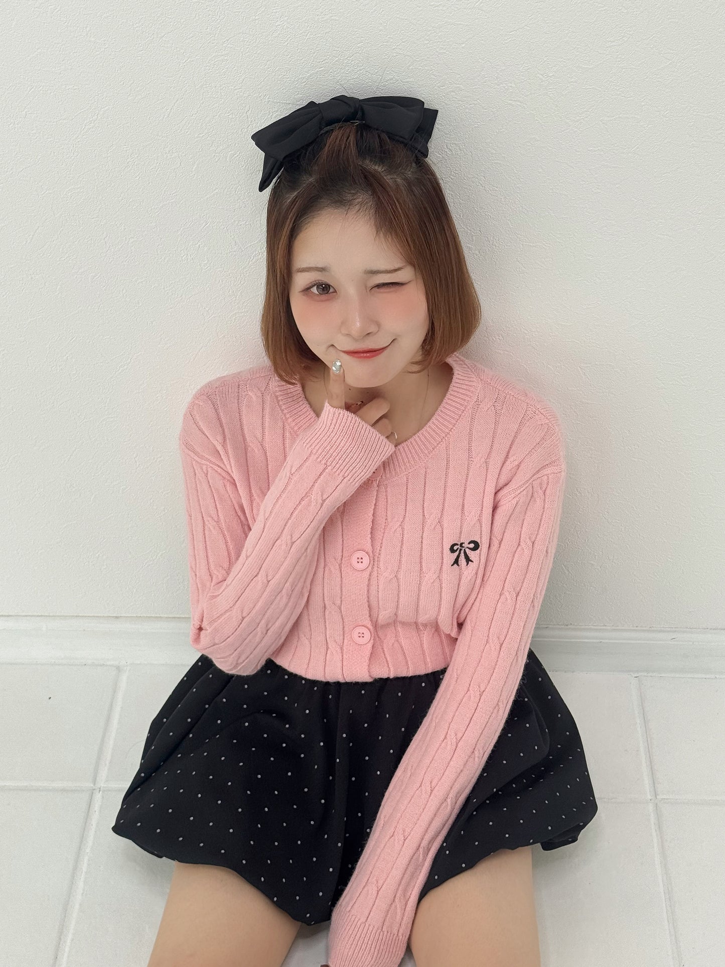 【Official限定価格】リボン刺繍ニットカーディガン