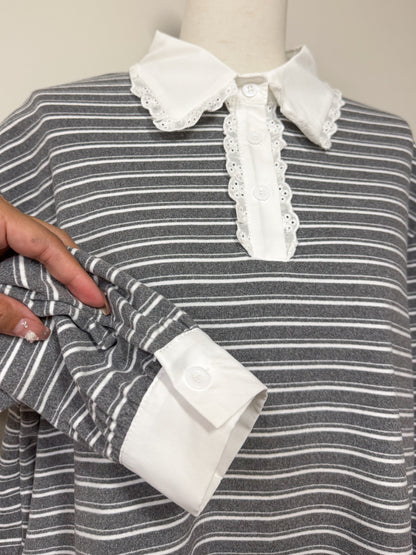 【Official限定価格】フリル襟ボーダーフリーストレーナー