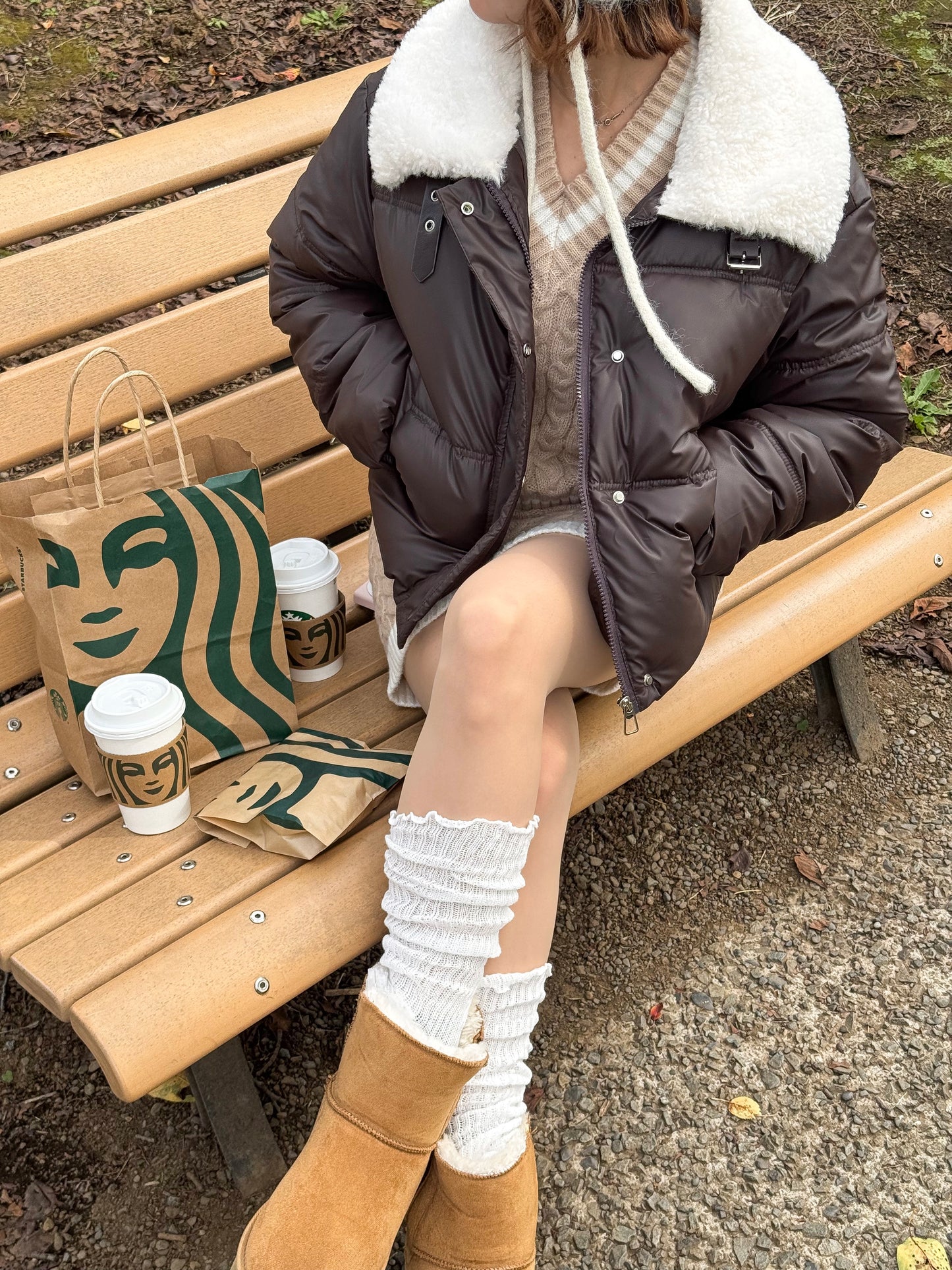 ボア襟付きパフブルゾン