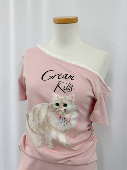 キャットプリントTシャツ