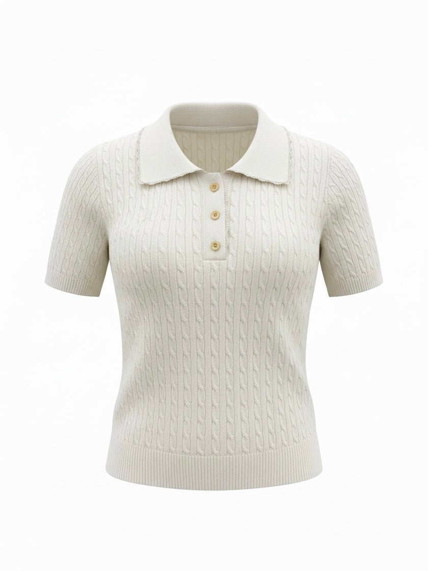 【Official限定価格】フリルリブニットポロ