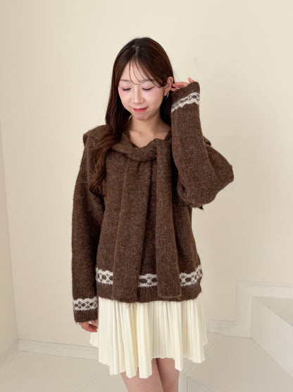 【Official限定価格】リボンショール付きニット