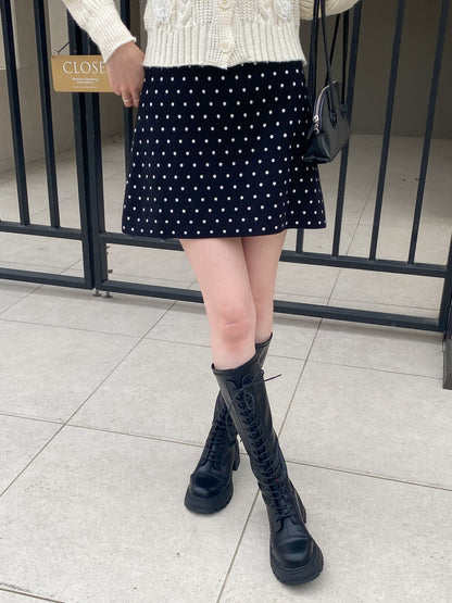 【Official限定価格】ドットニット台形スカート