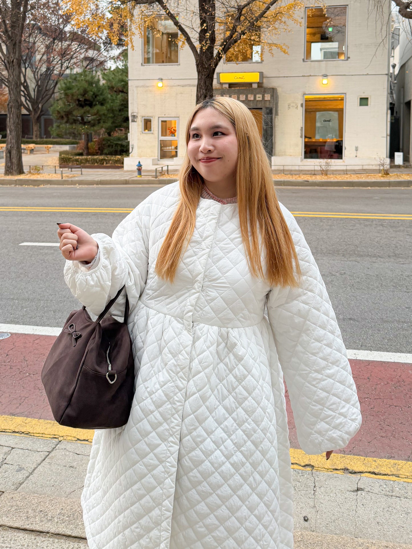 キルティングロングコート