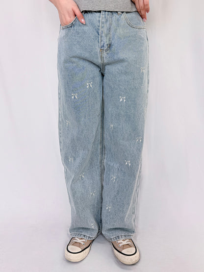 【Official限定価格】リボン刺繡デニムパンツ