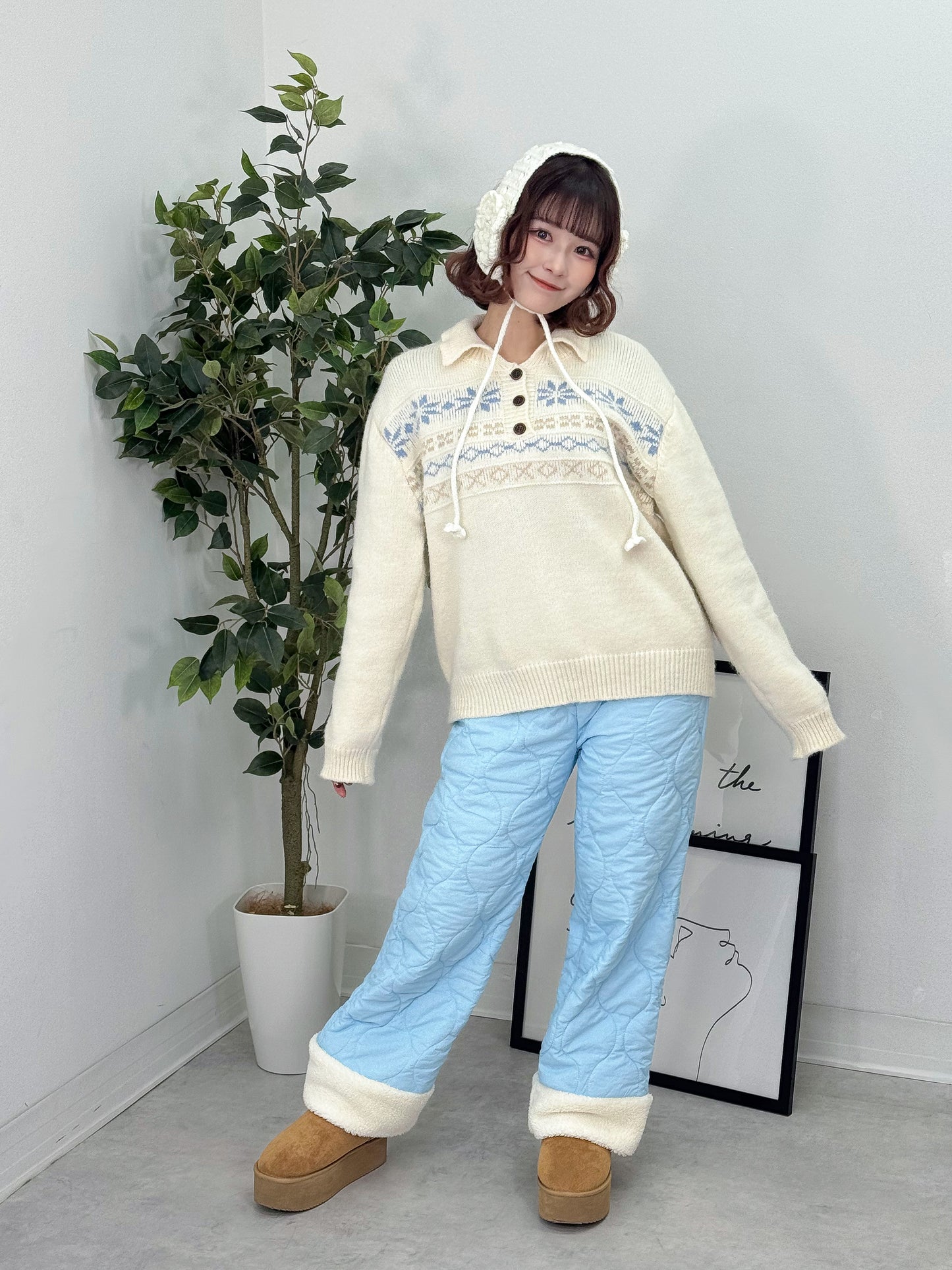 キルティングフリースパンツ