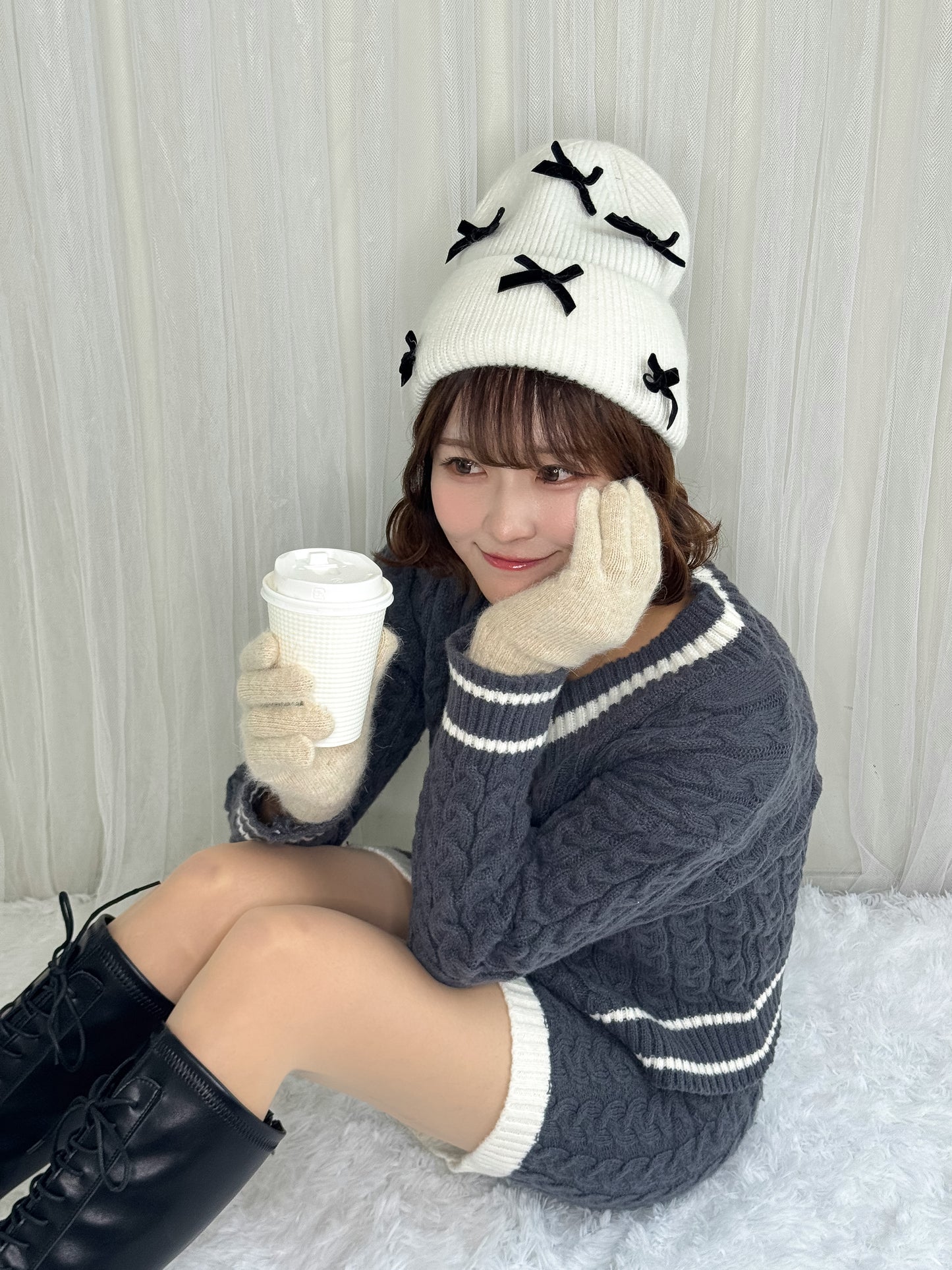 リボンニットキャップ