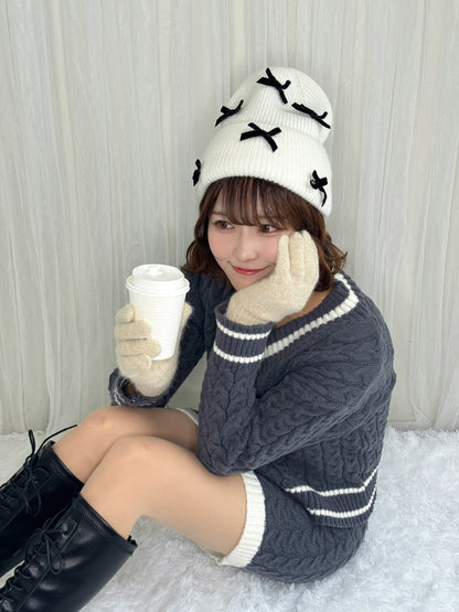 リボンニットキャップ