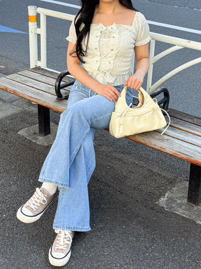 【Official限定価格】レースアップパフブラウス