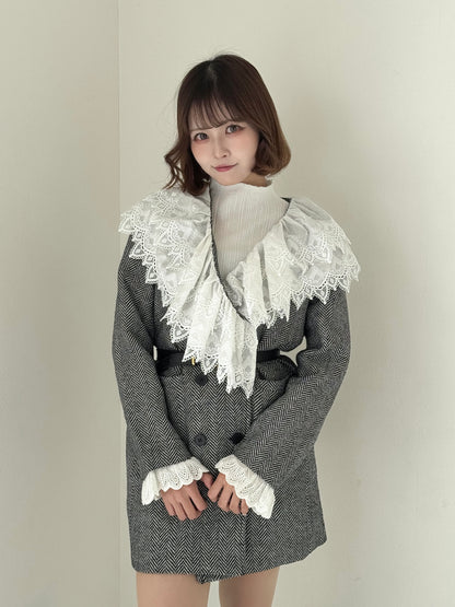 レース襟付きチェックジャケット