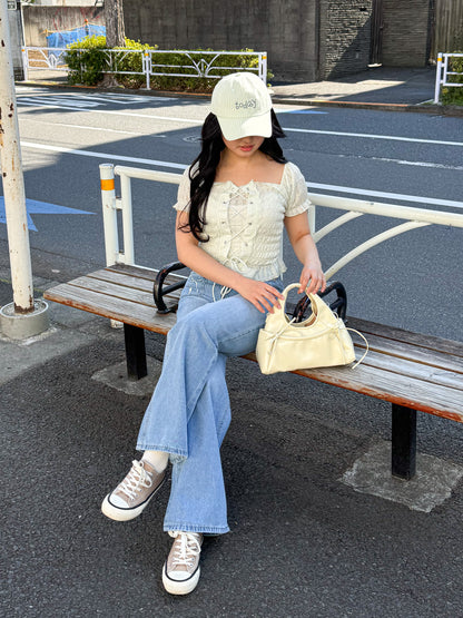 【Official限定価格】レースアップパフブラウス