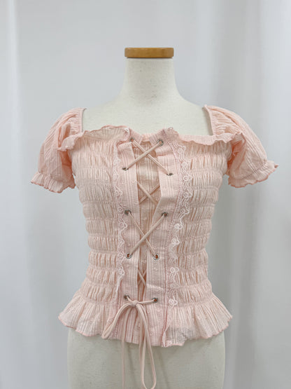 【Official限定価格】レースアップパフブラウス