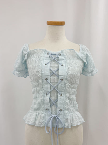 【Official限定価格】レースアップパフブラウス