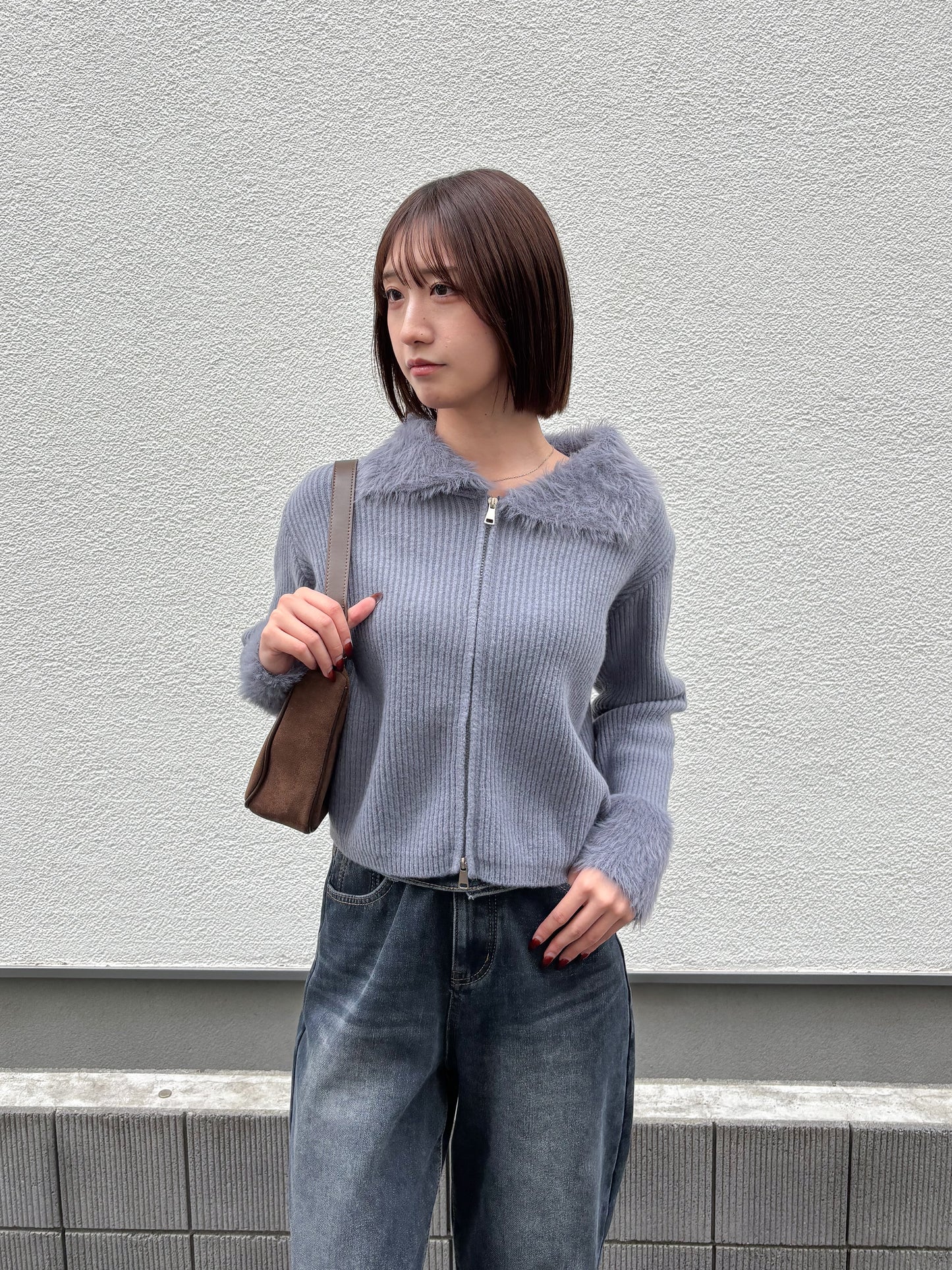 【Official限定価格】ジップ付きシャギードッキングニット