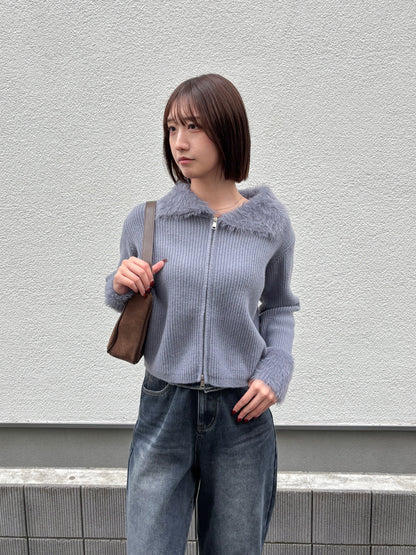 【Official限定価格】ジップ付きシャギードッキングニット