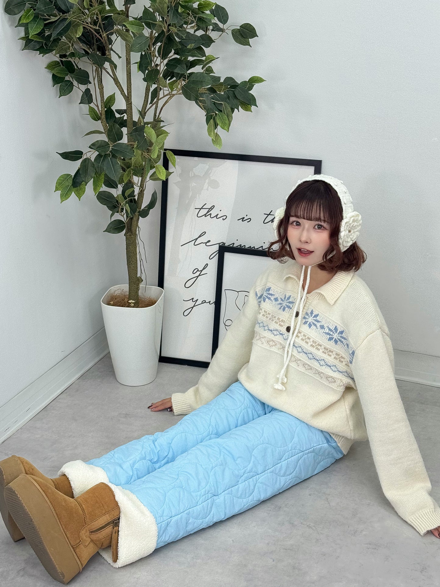 キルティングフリースパンツ