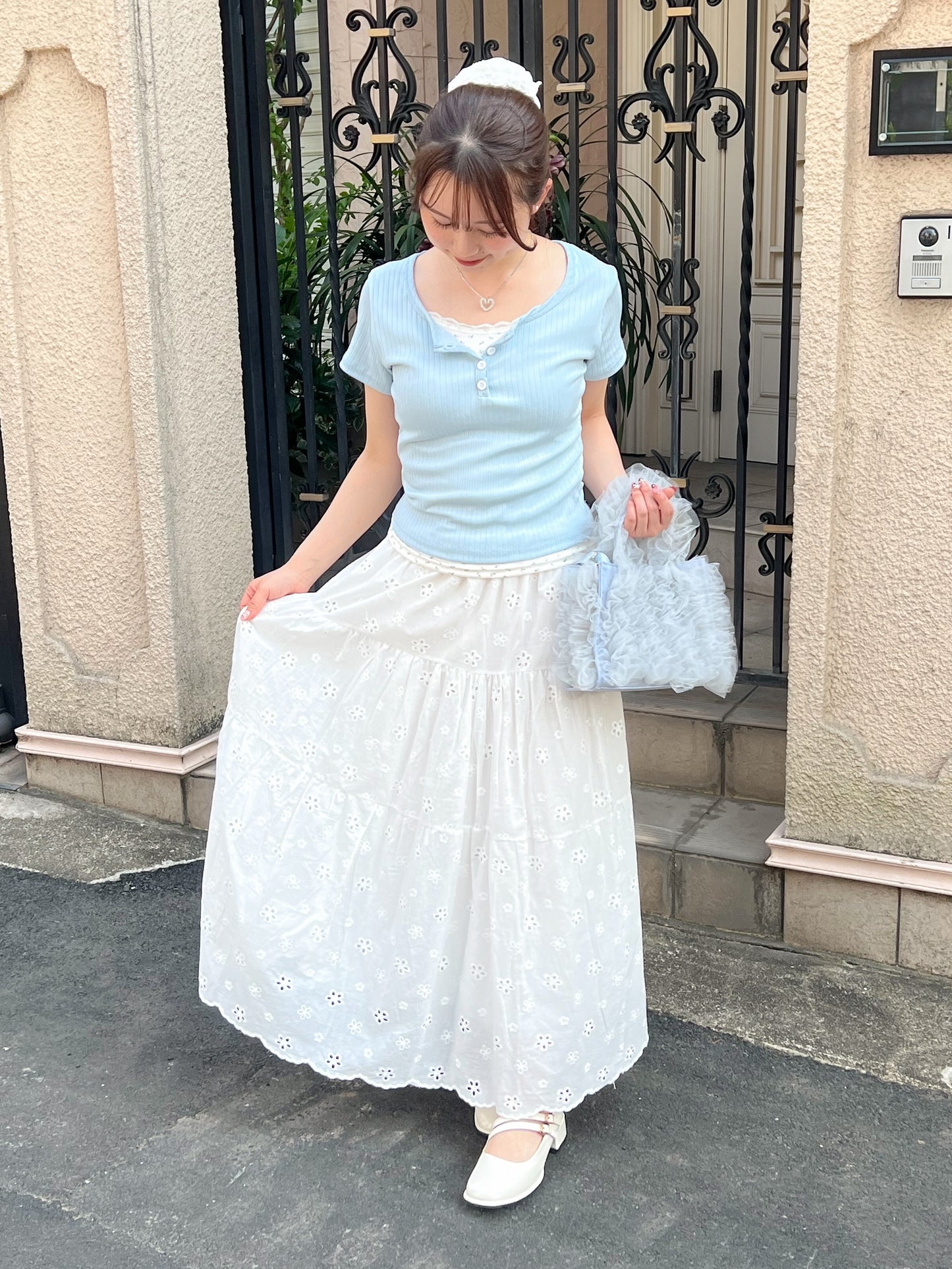 小花柄レイヤーTシャツ